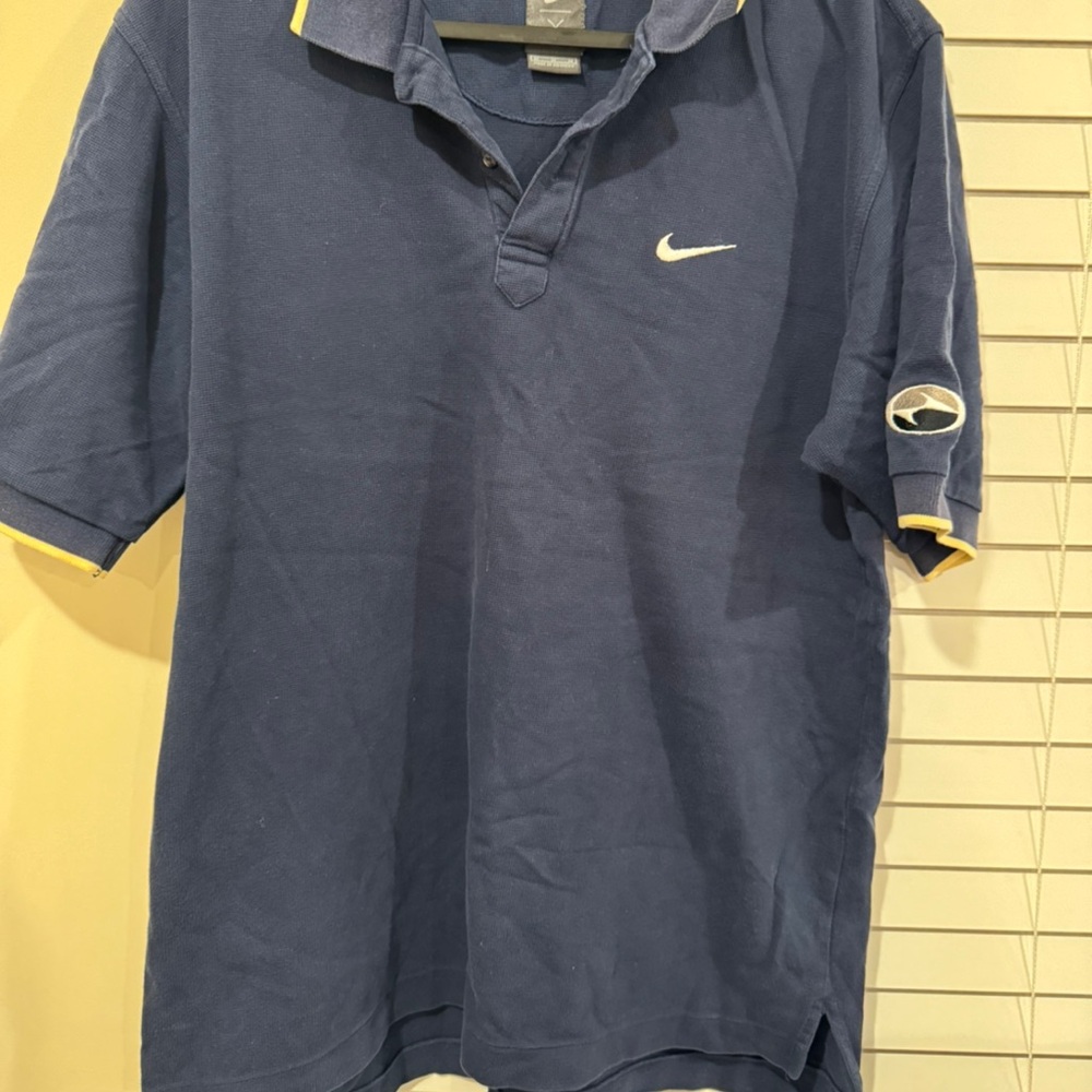 Nike Men's Navy Polo with Yellow Accents